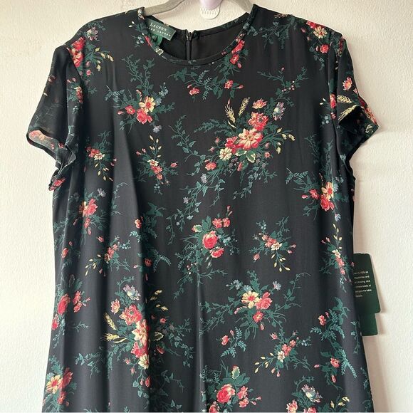 NWT Vintage Ralph Lauren Floral Foliage Silk Midi/Maxi Lined Dress - Picture 2 of 12